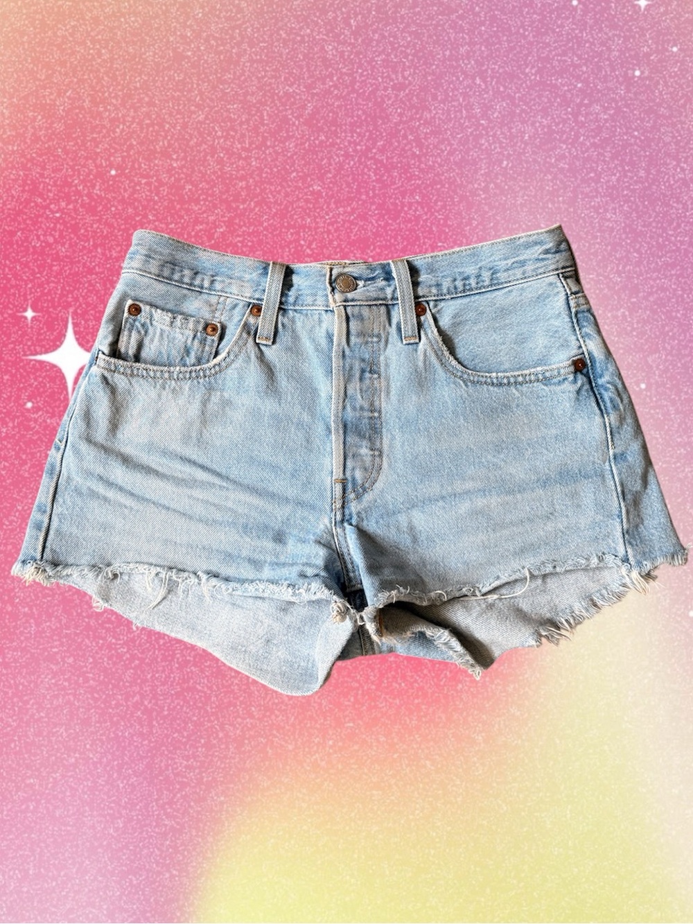 Levi’s Light Wash Denim High Rise Cutoff Shorts 501